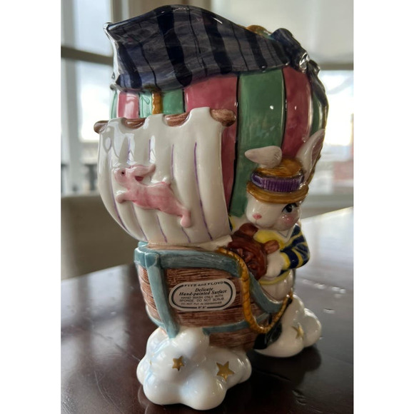 Fitz & Floyd Ballooning Bunnies Hot Air Balloon Sailboat Teapot 1995 Rare - Picture 2 of 9